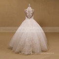 Brilliant Beaded Rhinestones Lace Personalizar Puff Ball Vestido de casamento High Collar